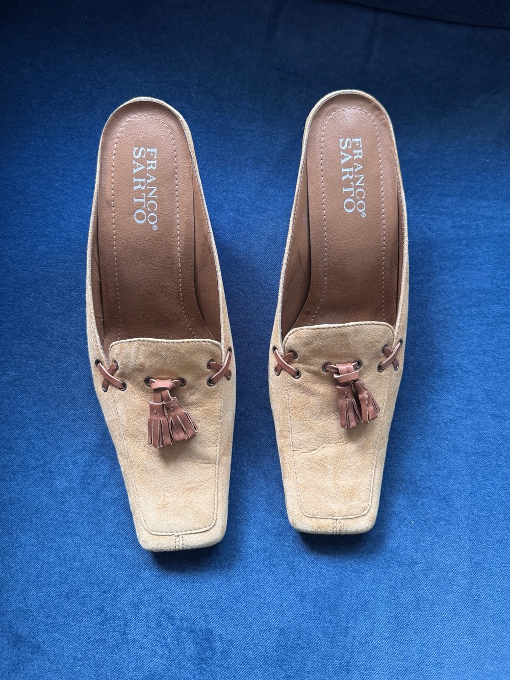 Franco Sarto Tan Suede mule heel sandals Size 7M